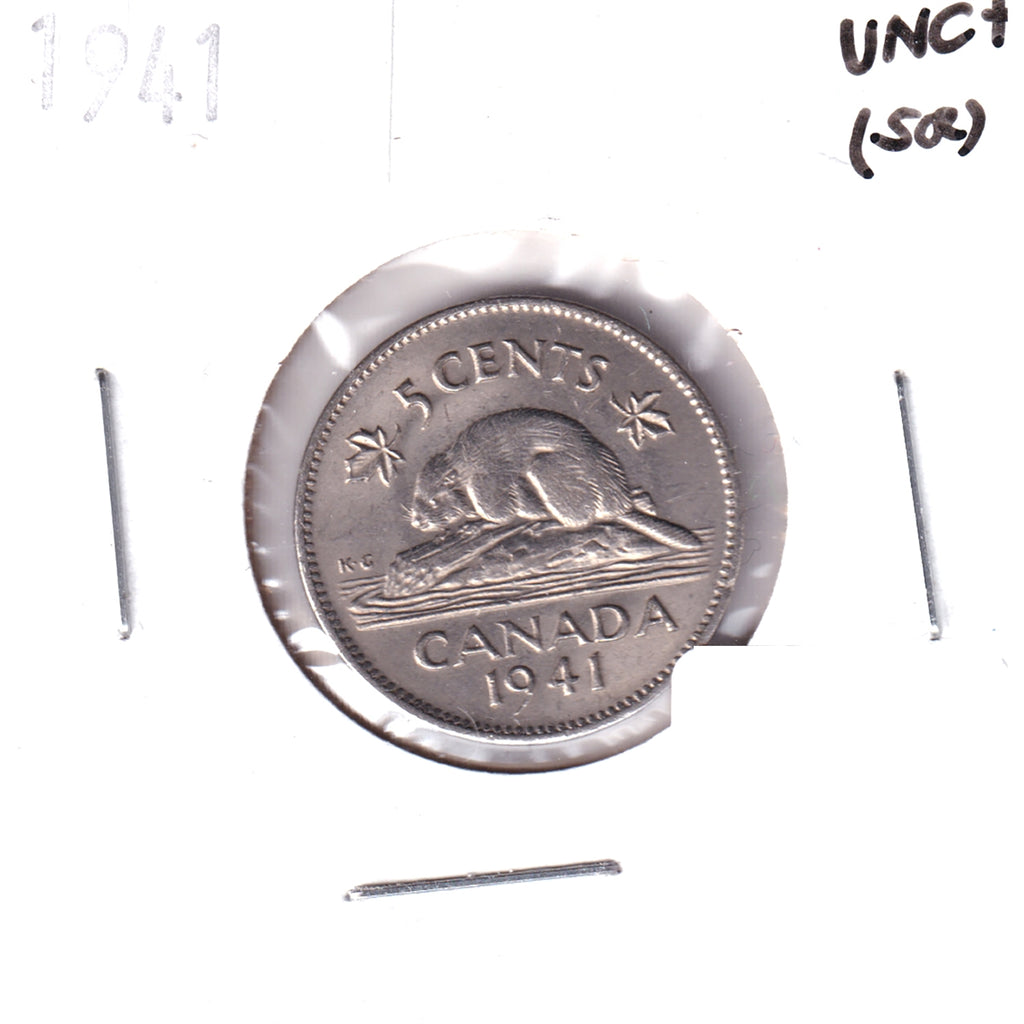 1941 Canada 5-cents UNC+ (MS-62) Scratched