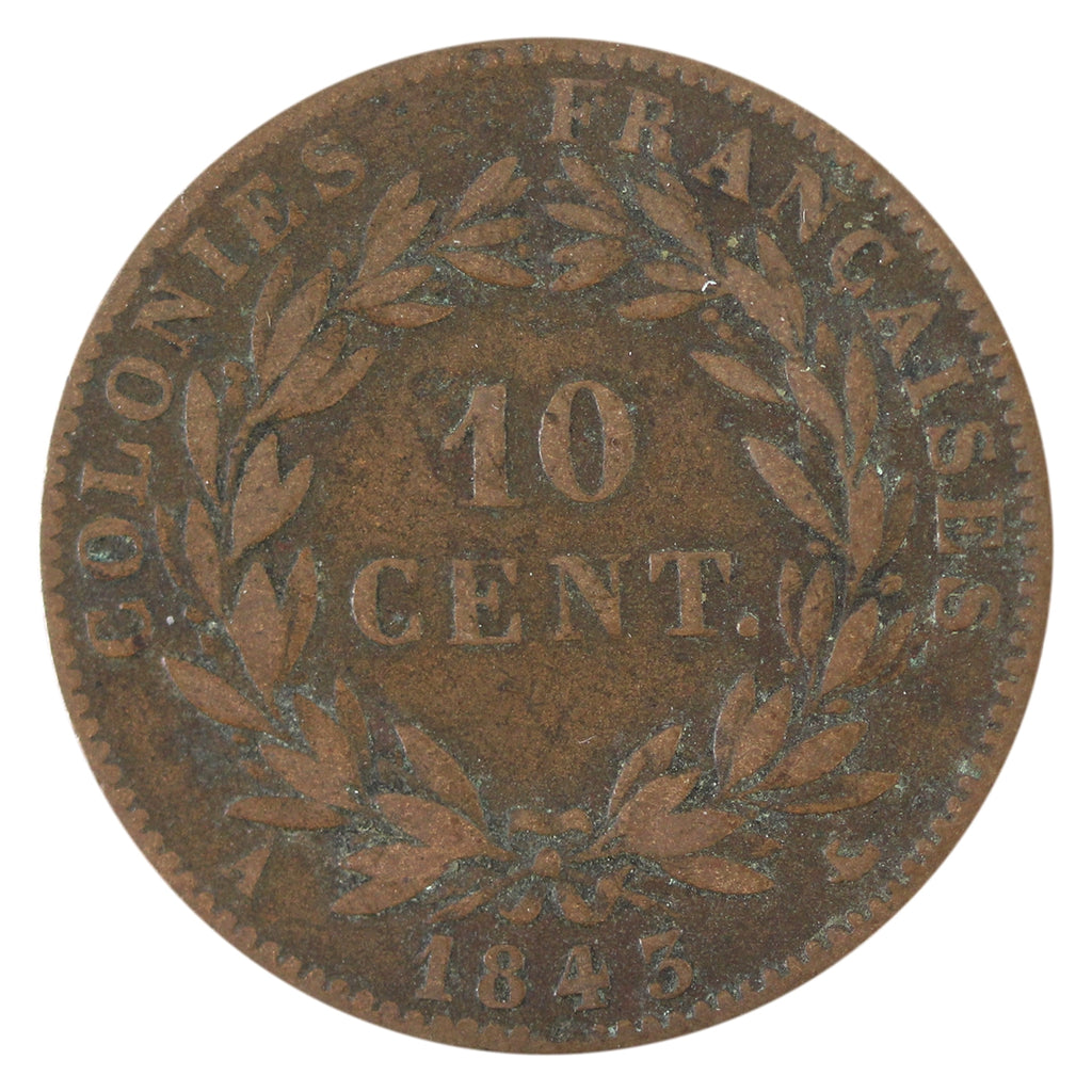 French Colonies 1843A Louis Philippe I 10 Centimes About Very Fine