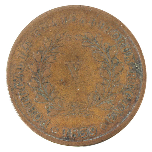 Portugal 1839 Maria II 10 Reis Very Fine (VF-20)