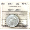 1963 Canada 25-cents ICCS Certified MS-63 Heavy Cameo