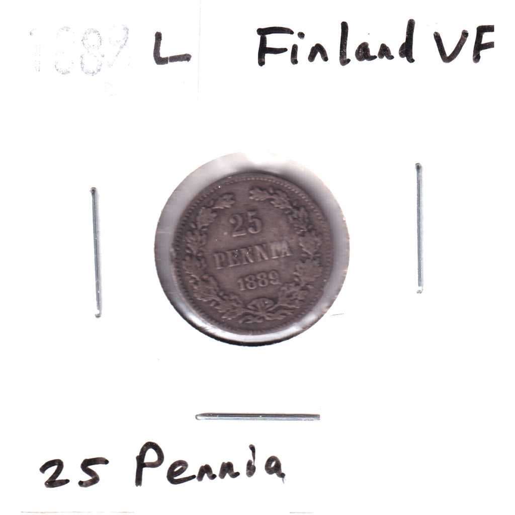 Finland 1889L 25 Pennia Very Fine (VF-20)