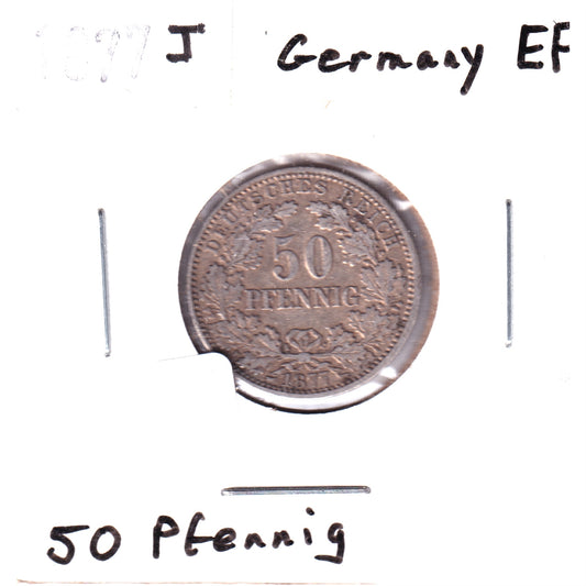 Germany 1877J 50 Pfennig Extra Fine (EF-40)