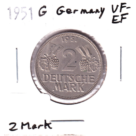 Germany 1951G 2 Mark VF-EF (VF-30)