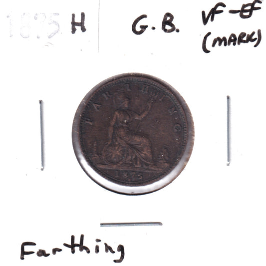 Great Britain 1875H Farthing VF-EF (VF-30) Mark