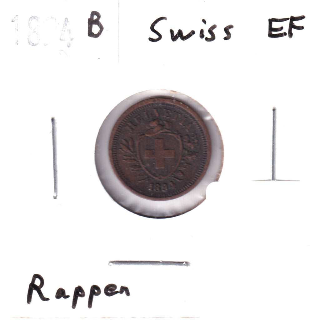 Switzerland 1894B Rappen Extra Fine (EF-40)