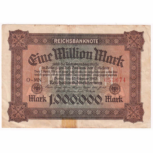 Germany Note 1923 1 Million Mark, EF (tape or damaged)