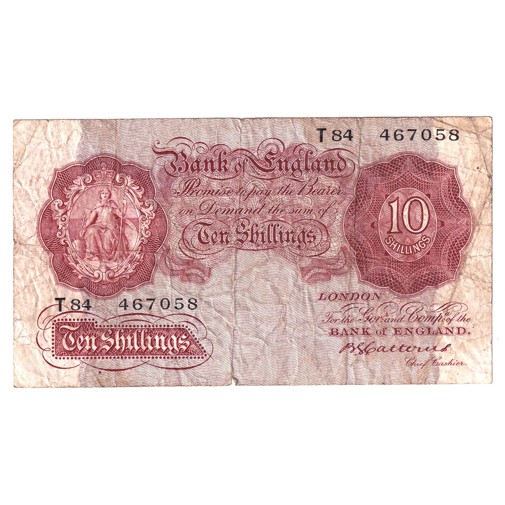 Great Britain Note BE21b 1930 10 Shillings, F (Tears)