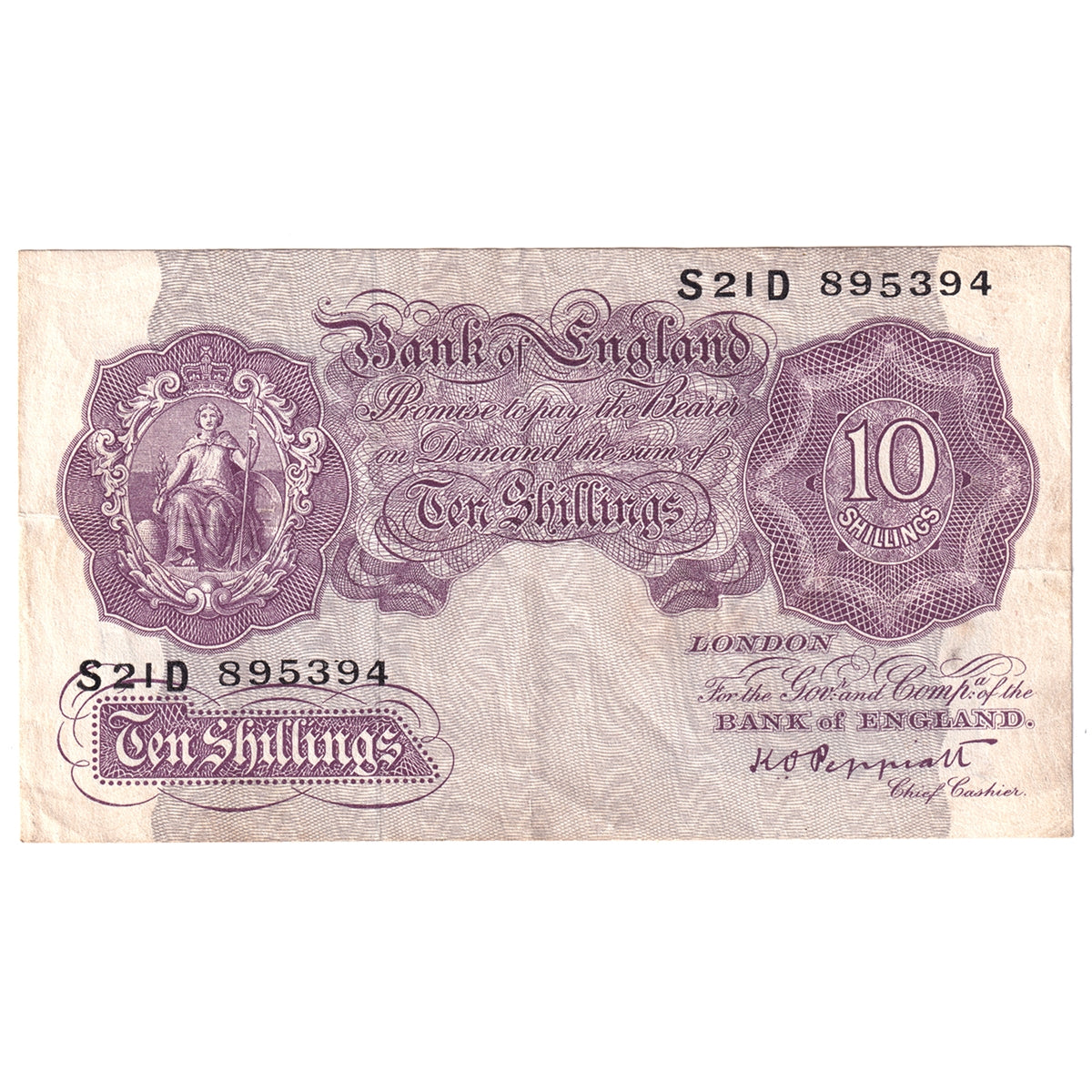 Great Britain Note BE24c 1940 10 Shillings, VF-EF (Stains)