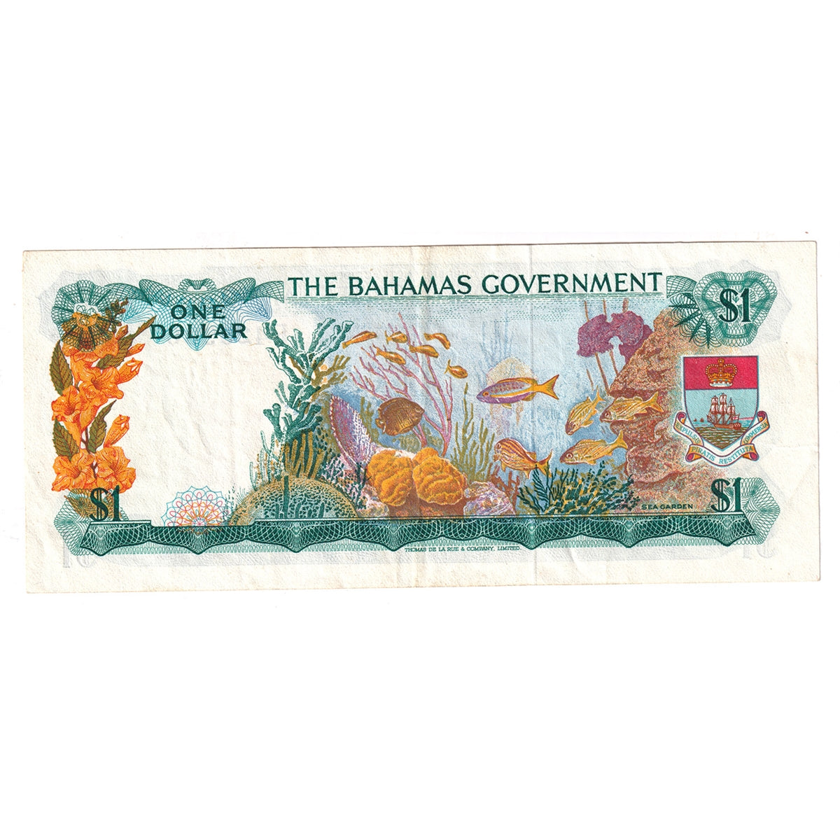 Bahamas Note Pick #18b 1965 1 Dollar, 3 Signatures, EF