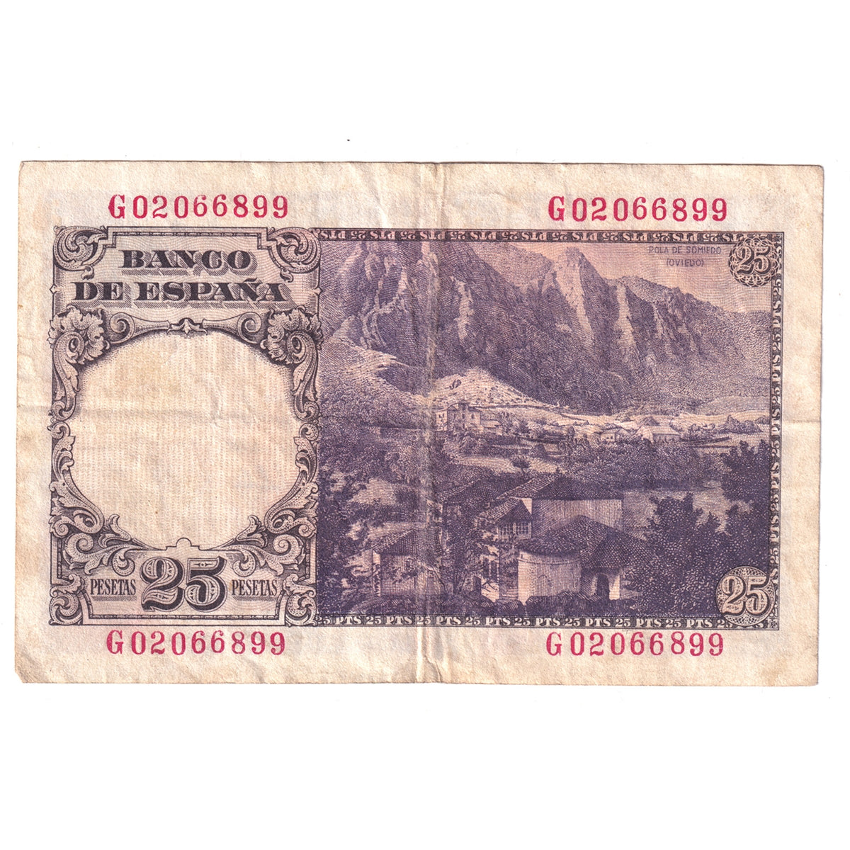 Spain Note, 1946 25 Pesetas, Pick #130a, EF