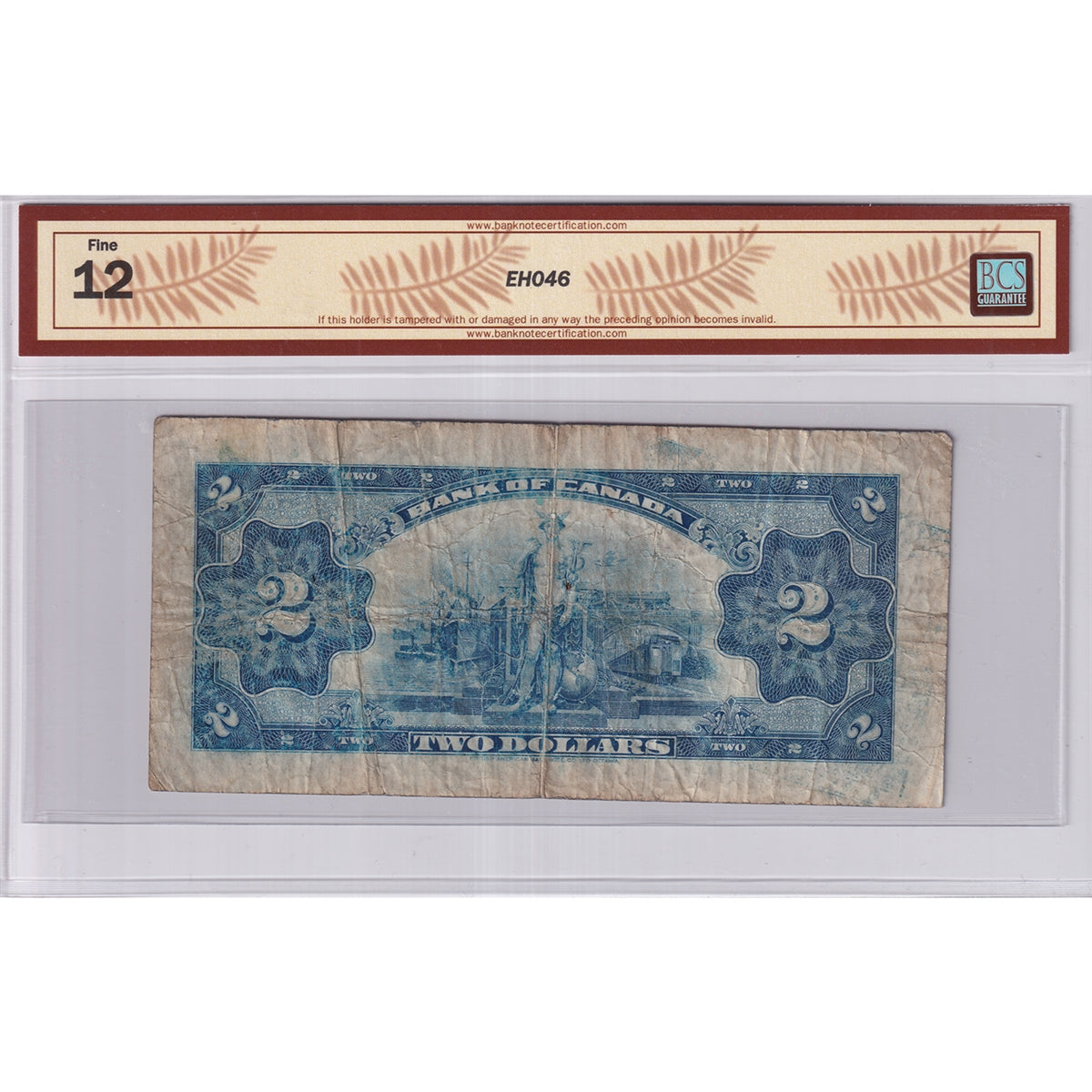 BC-3 1935 Canada $2 Osborne-Towers, English, B, BCS Certified F-12 (Holes, Stains)