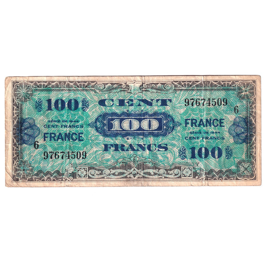 France Note, 1944 100 Francs, Pick #118a, F-VF