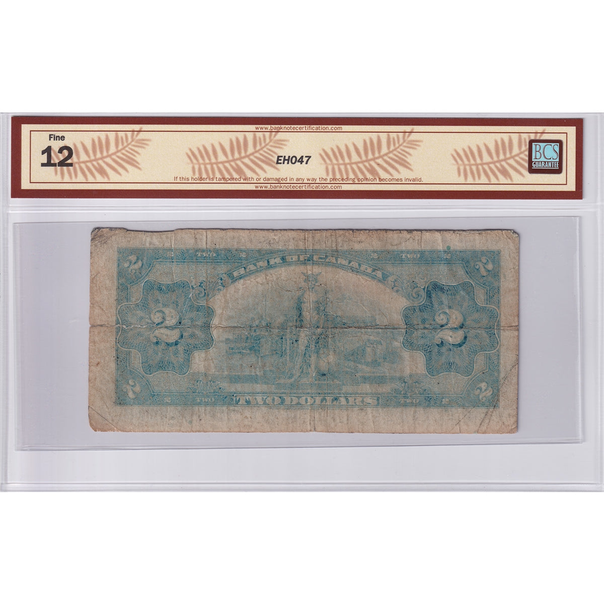 BC-3 1935 Canada $2 Osborne-Towers, English, BCS Certified F-12 (Major Tear, Soiling)