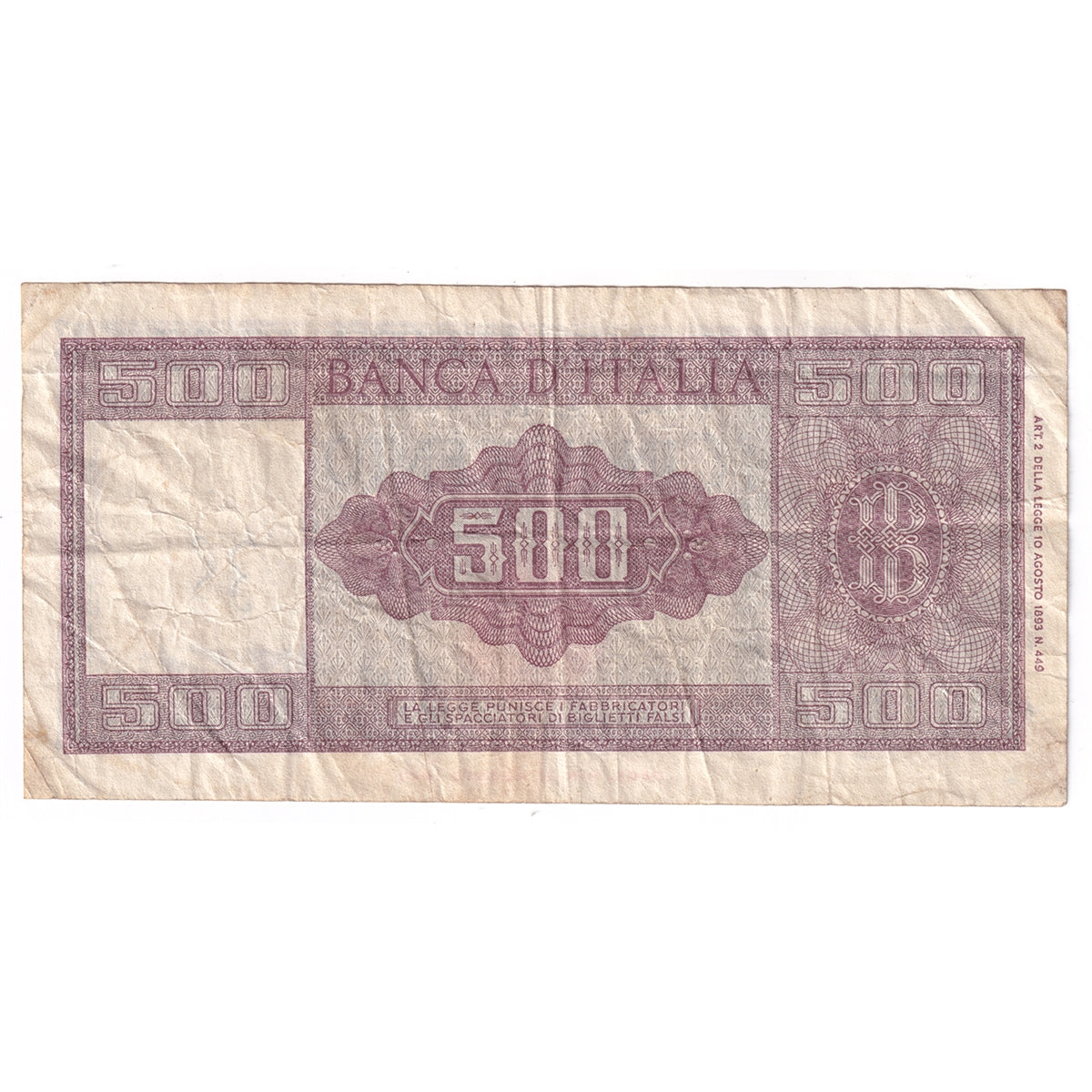 Italy Note, 1948 500 Lire, Pick #80a, VF (Writing)