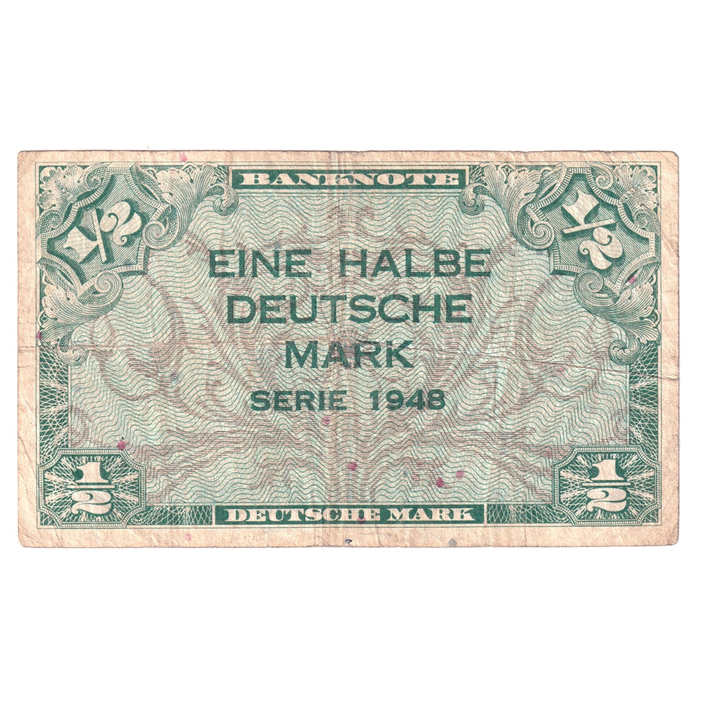 Germany Note, 1948 1/2 Deutsche Mark, Pick #1a, VF (Writing)