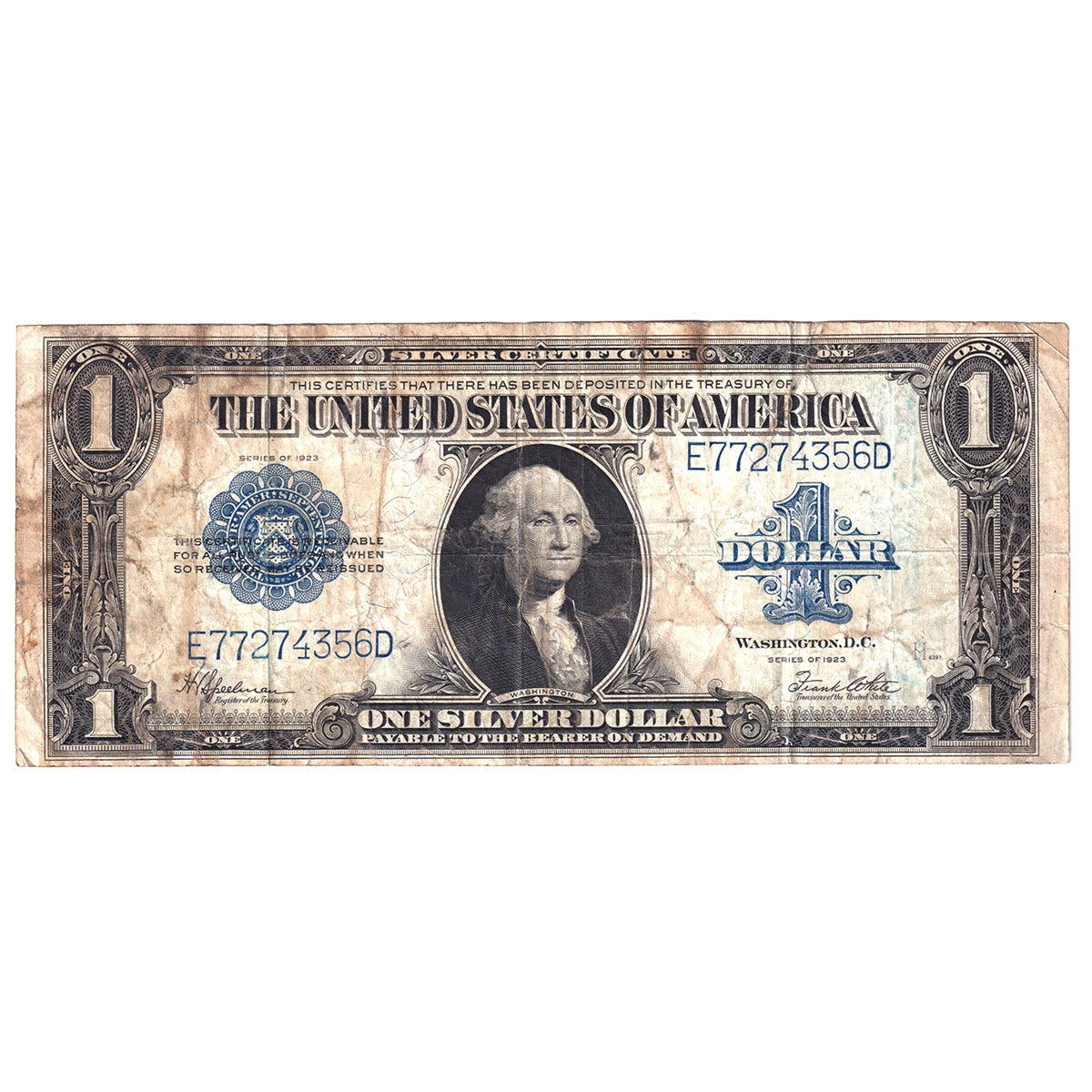 USA Note, 1923 1 Dollar Silver Certificate, Speelman-White, FR#237, VF (Soiling)