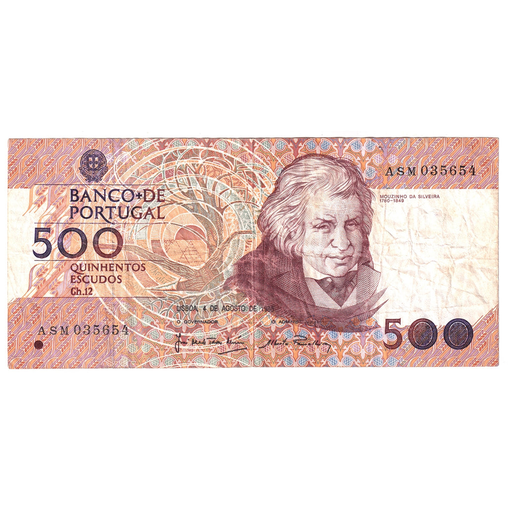 Portugal 1988 500 Escudos Note, Pick #180b, F-VF