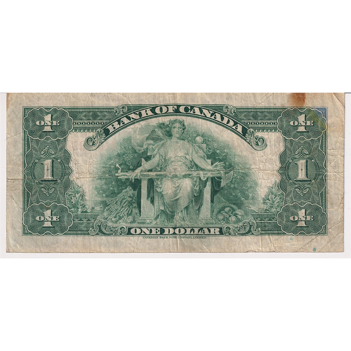 BC-1 1935 Canada $1 Osborne-Towers, English, Series A, Check Letter D, VF (Stain)