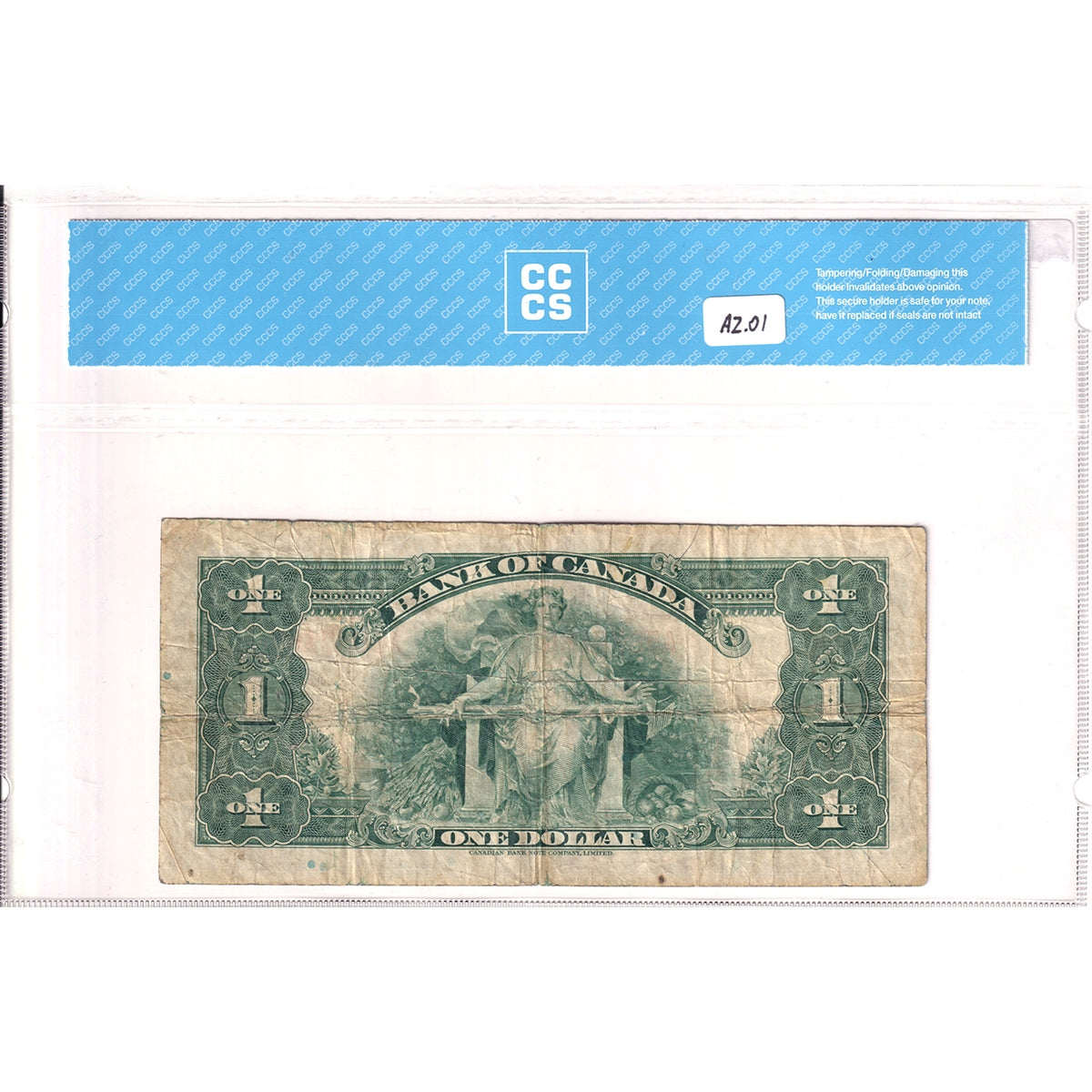 BC-1 1935 Canada $1 Osborne-Towers, English, Series A, Check C, CCCS Certified F-15